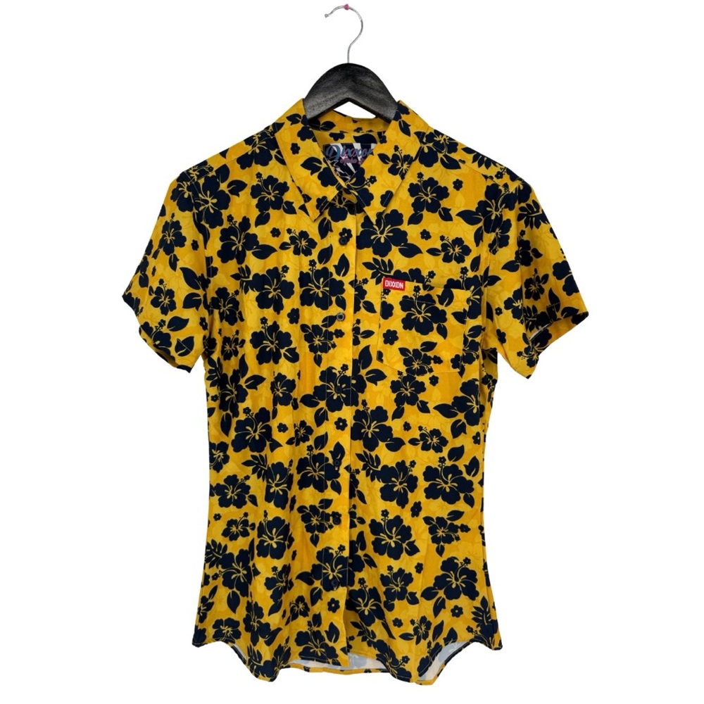 Dixxon Aloha Series Button Down Shirt Yellow‎ Hawaiian Women's Large